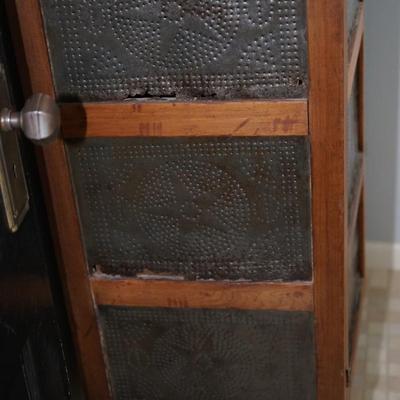 19TH CENTURY PIE CABINET W/ PUNCHED TIN OF STARS ALL ORIGINAL