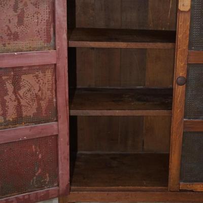 19TH CENTURY PIE CABINET W/ PUNCHED TIN OF STARS ALL ORIGINAL