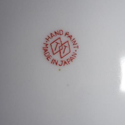 ART DECO 1920's-30's JAPANESE TAKITA PORCELAIN LUSTERWARE LUNCHEON SET FOR SIX PLUS CRM & SUGAR BIRD FIGURES.