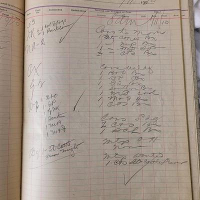 Logbook of railcars received 1909-1910