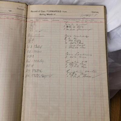 Logbook of railcars received 1909-1910