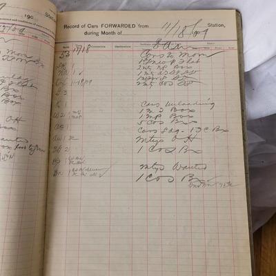 Logbook of railcars received 1909-1910