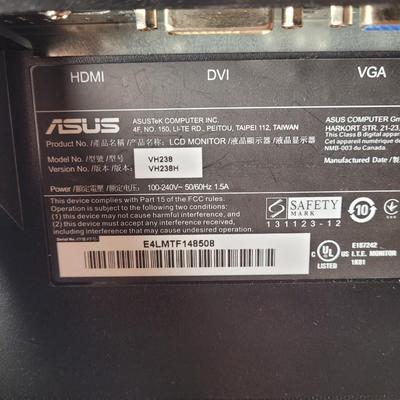 23" Asus monitor with stand, power cord and vga cord