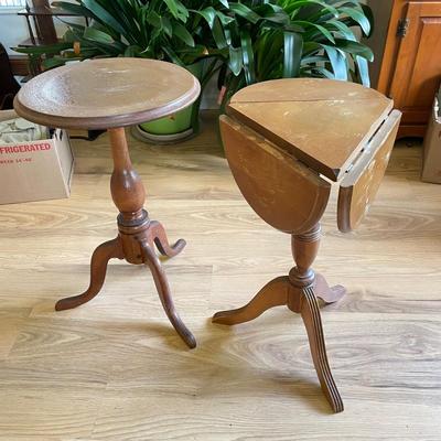 Two Wooden Side Tables Includes Unique Drop Leaf (D-MG)