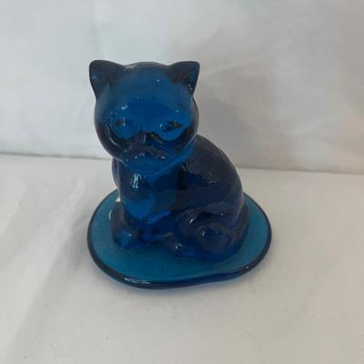 Frosted & Colored Glass Cat Figurines (LR-MG)