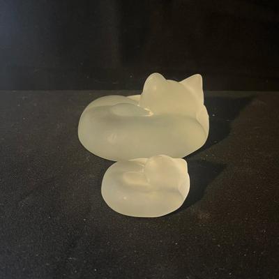 Frosted & Colored Glass Cat Figurines (LR-MG)