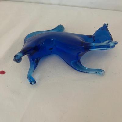 Frosted & Colored Glass Cat Figurines (LR-MG)