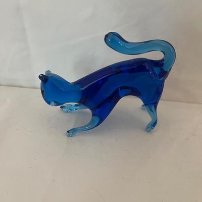 Frosted & Colored Glass Cat Figurines (LR-MG)