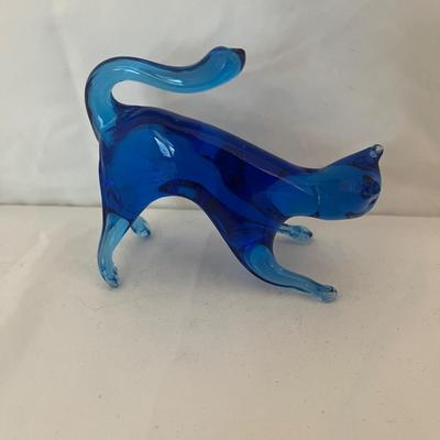 Frosted & Colored Glass Cat Figurines (LR-MG)