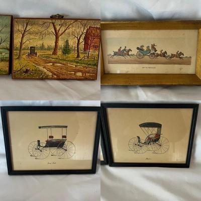 Framed Equestrian & Amish Artwork - Jay McVey, â€˜Off to the racesâ€™ & More (UC-MG)