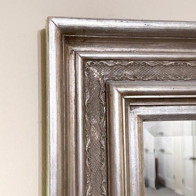 Large Beveled Antiqued Silver Mirror