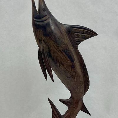 Large Swordfish Statue Carved Wood with broken beak