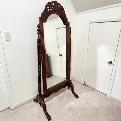 Solid Mahogany Floor Beveled Mirror ~ *Read Details