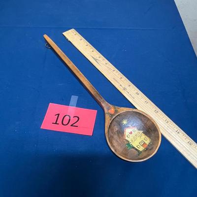 Tole painted wood spoon