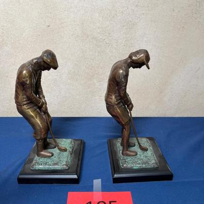 Bronze Golfer Book Ends