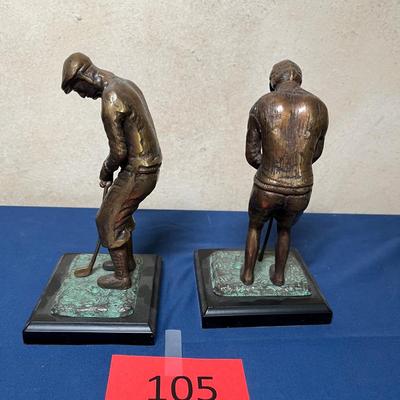 Bronze Golfer Book Ends