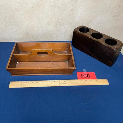 Antique tray & candle holder