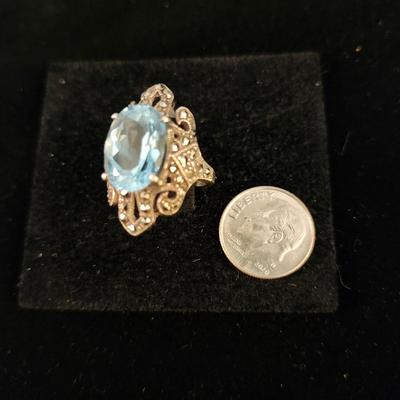 Estate Topaz and Diamond Marcasite Ring