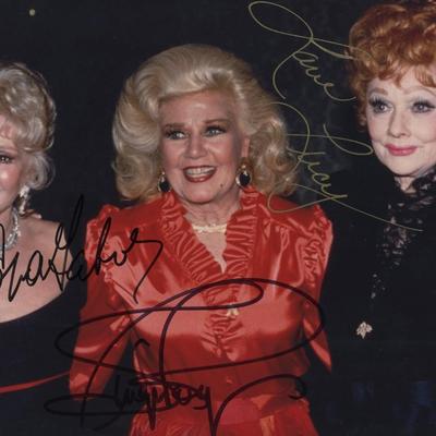 Eva Gabor, Ginger Rogers and Lucille Ball signed photo. GFA Authenticated