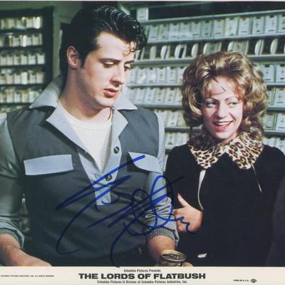 The Lords of Flatbush Sylvester Stallone signed movie photo. GFA Authenticated