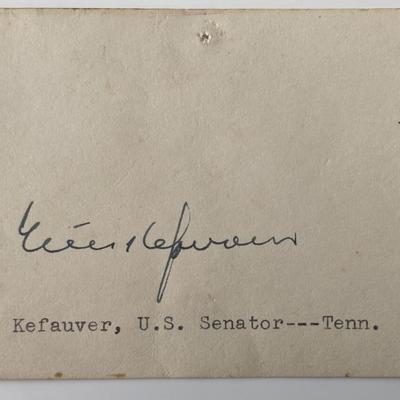 Senator of Tennessee Estes Kefauver signed autograph card 