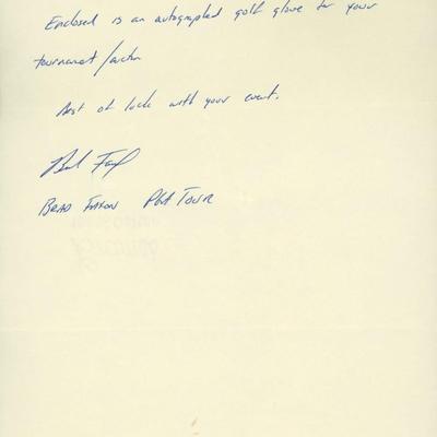 Golfer Brad Faxon handwritten signed letter