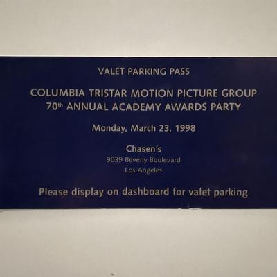 Original 1998 Valet Parking Pass to 70th Annual Academy Awards Party at Chasen's Restaurant