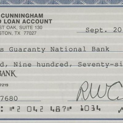 Apollo 7 Astronaut Walter Cunningham signed check