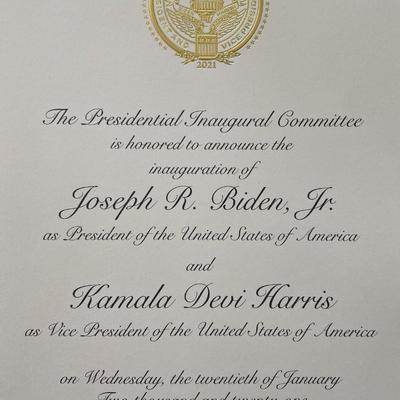 Joe Biden Presidential Inauguration Invitation