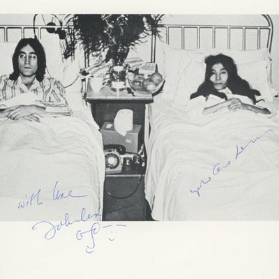 John Lennon and Yoko Ono signed photo