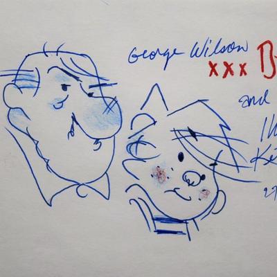 George Wilson  & Denis the Menace sketch signed by Hank Ketcham