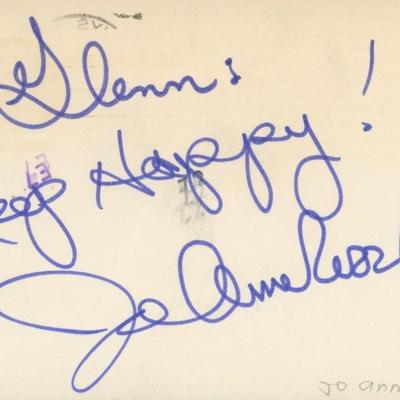Laugh In's Jo Anne Worley signed note