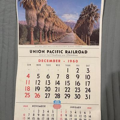 Vintage Union Pacific Railroad Hanging Calendar 1961 -2