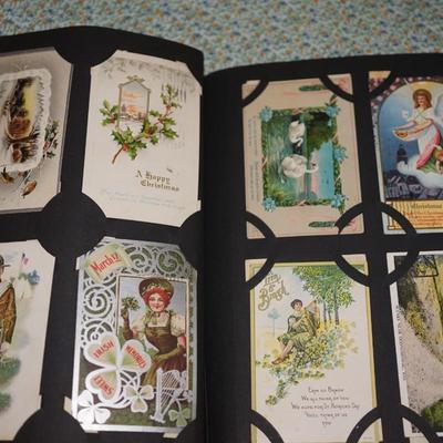 VINTAGE POSTCARD ALBUM OF OVER 300 CARDS. ALL HOLIDAYS/ WISC TOWNS/ DEPOTS /PHOTO CARDS
