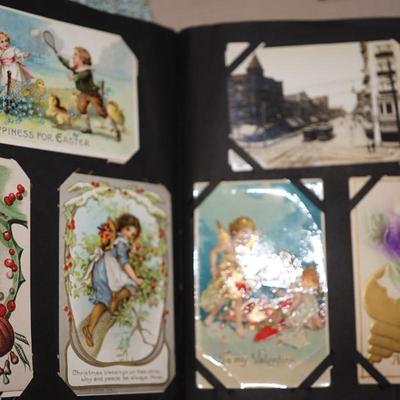 VINTAGE POST CARD ALBUM OF OVER 200 CARDS HOLIDAY/ PHOTO ALL ANTIQUE