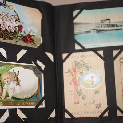 VINTAGE POST CARD ALBUM OF OVER 200 CARDS HOLIDAY/ PHOTO ALL ANTIQUE