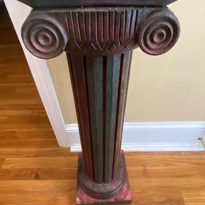 Carved Burled Wood Bust and Pillar