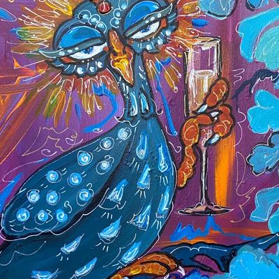 Framed "Fowl Play" Painting, Signed J. Alan