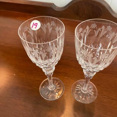Pair of Rogoska Crystal Wine Glass Stemware