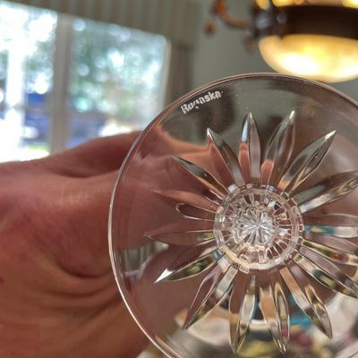 Pair of Rogoska Crystal Wine Glass Stemware