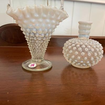 Vintage Pair of Fenton Hobnail Glassware