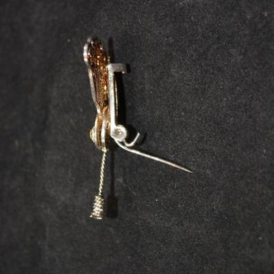 925 Sterling Angel Pin w/ Rhinestone Detail 3.7g