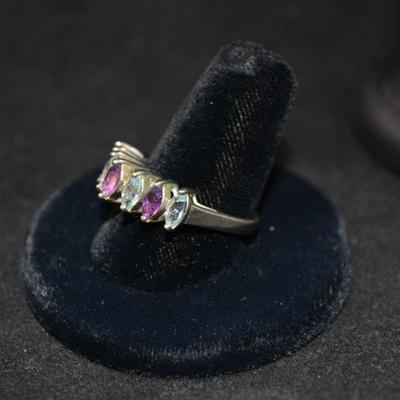 925 Sterling Ring with Spinel + Amethyst Stones Size 10 3.7g