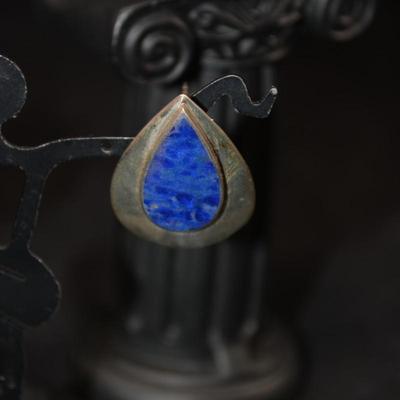 925 Sterling Teardrop Earrings with Lapis Lazuli 7.6g