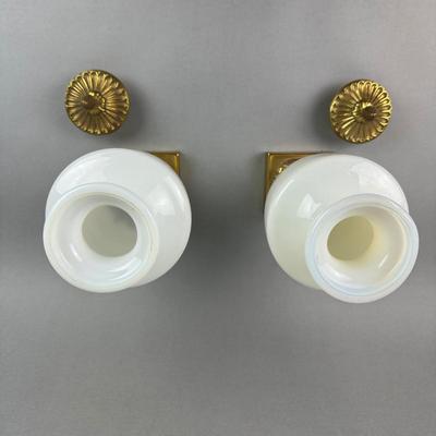 LR017 Pair of Maitland Smith Ormolu Mounted Opaline Urns