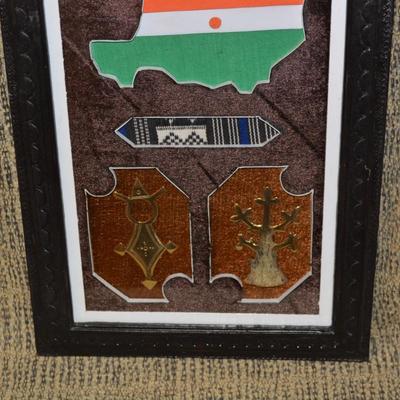 Unique Niger Plaque with Leather Bound Frame and Agadez Cross 14.75