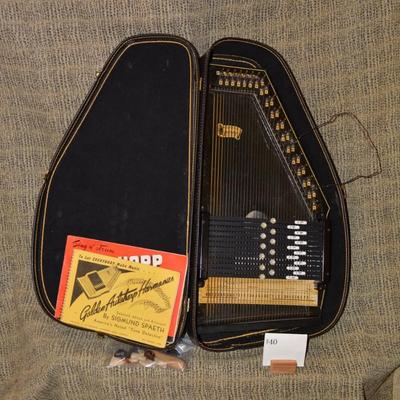 Vintage Oscar Schmidt Autoharp with Case, Tuner, Picks, and Music 25