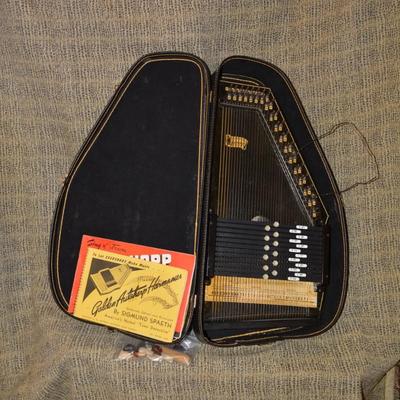 Vintage Oscar Schmidt Autoharp with Case, Tuner, Picks, and Music 25