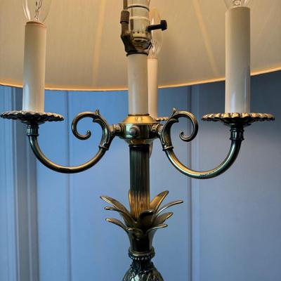 BB027 Brass Pineapple Floor Lamp with Silk Shade