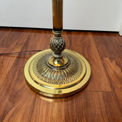 BB027 Brass Pineapple Floor Lamp with Silk Shade